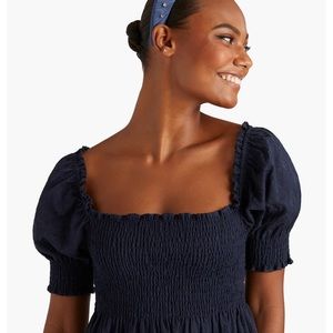 NWT HILL HOUSE HOME NAVY BROCADE ATHENA NAP DRESS  (Oct. 2021 Drop)